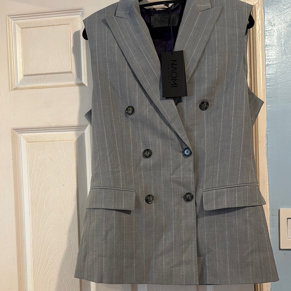 Gray Pinstripe Double-Breasted Vest